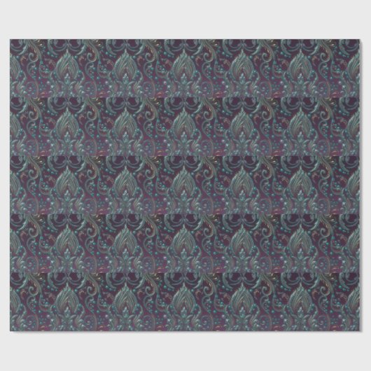 Papier Cadeau Violet sarcelle or métallisé (Plat)