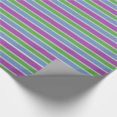 Papier Cadeau Violet Vert Bleu Rayé (Coin)