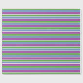 Papier Cadeau Violet Vert Bleu Rayé (Plat)
