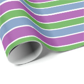 Papier Cadeau Violet Vert Bleu Rayé (Coin rond)