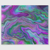 Papier Cadeau Violet, vert et bleu Fluid Art Abstrait Anniversai (Plat)