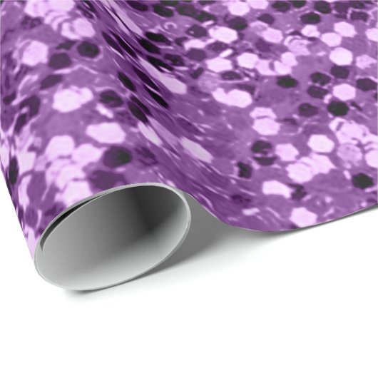 Papier Cadeau Violet Violet Améthyste Séquin Parties scintillant (Coin rond)