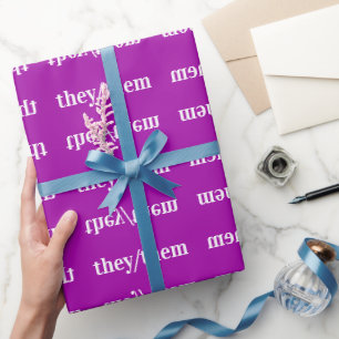 Papier Cadeau Violet Violet Blanc Pronoun Ils/Eux