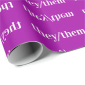 Papier Cadeau Violet Violet Blanc Pronoun Ils/Eux (Coin rond)