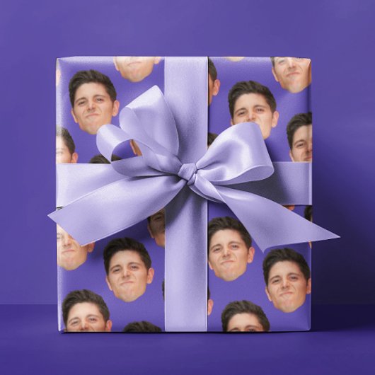 Papier cadeau violet violet visage animal