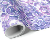 Papier Cadeau Violette aquarelle fleurs lilas (Coin rond)