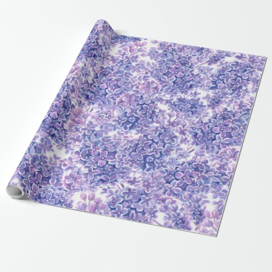 Papier Cadeau Violette aquarelle fleurs lilas (Déroulé)