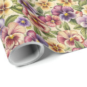 Papier Cadeau Violette jaune mauve de printemps colorée (Coin rond)