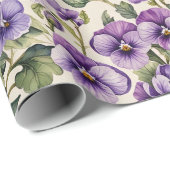 Papier Cadeau Violettes douces Floral (Coin rond)