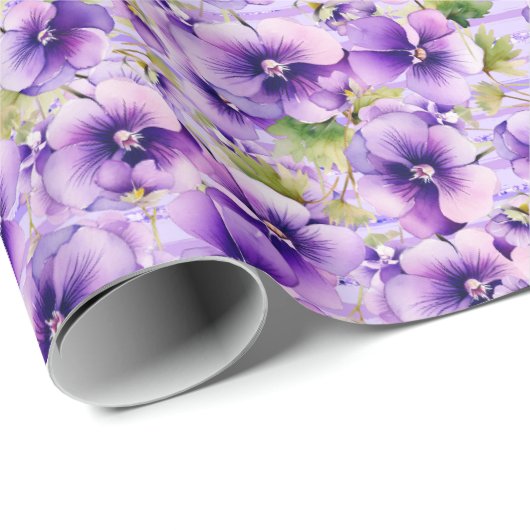 Papier Cadeau Violettes en pleine floraison (Coin rond)