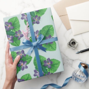Papier Cadeau Violettes en verre de mer bleu