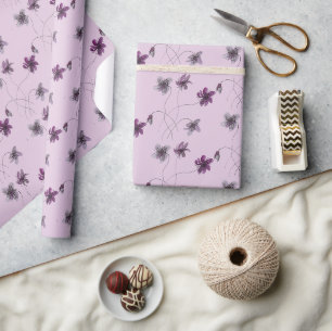 Papier Cadeau Violettes sauvages aquarelle peinte à la main
