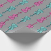 Papier Cadeau Violin Pattern - Teal and Pink (Coin)