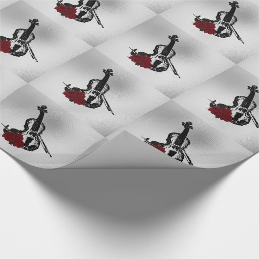 Papier Cadeau Violon et Rose (Coin)