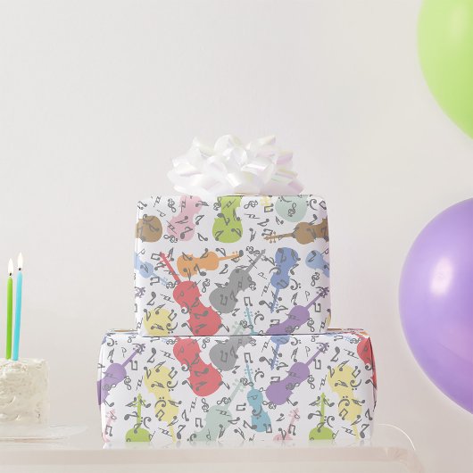 Papier Cadeau Violons Et Notes Musicales