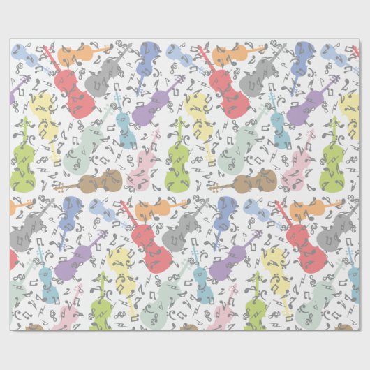 Papier Cadeau Violons Et Notes Musicales (Plat)