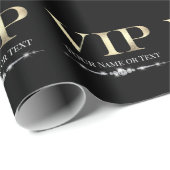 Papier Cadeau VIP or glamour sur noir (Coin rond)