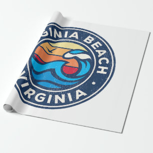 Papier Cadeau Virginia Beach Virginia VA Vagues marines Vintages