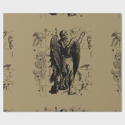 Papier Cadeau Virgo Constellation Hevelius Etching Style (Plat)