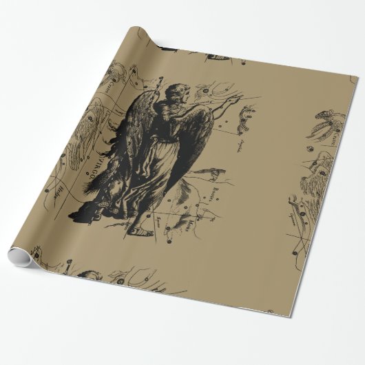 Papier Cadeau Virgo Constellation Hevelius Etching Style (Déroulé)