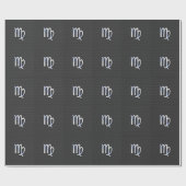 Papier Cadeau Virgo Zodiac Sign on Charcoal Carbon Fibre Print (Plat)