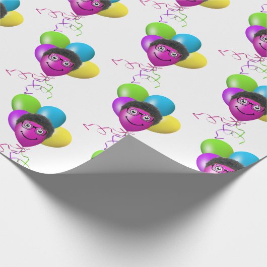 Papier Cadeau Visage de ballon d'anniversaire amusant (Coin)