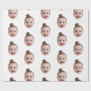 Papier Cadeau Visage de bébé mignon personnalisé Photo Maman Pap