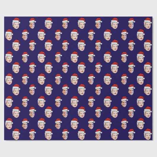 Papier Cadeau Visage de chapeau de Père Noël personnalisé (Plat)