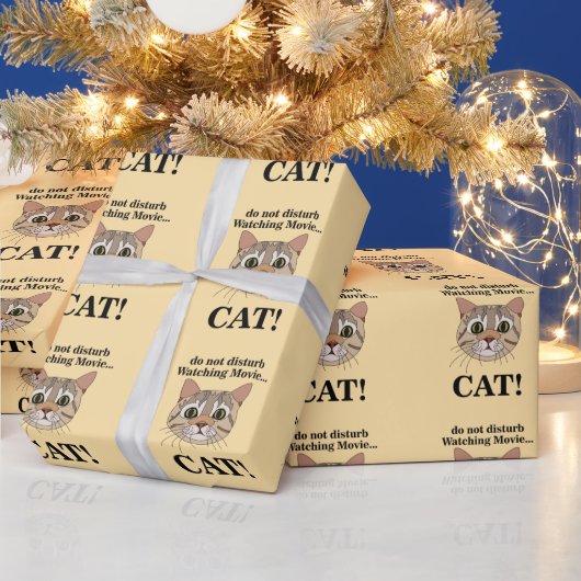 Papier Cadeau Visage de chat drôle (Vacances)