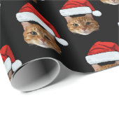 Papier Cadeau Visage de chat Santa Hat (Coin rond)