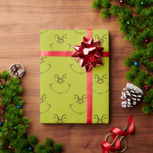 Papier Cadeau Visage de Grinch pour Noël (Cadeau de vacances)