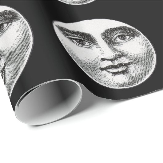 Papier Cadeau Visage de la lune (Coin rond)