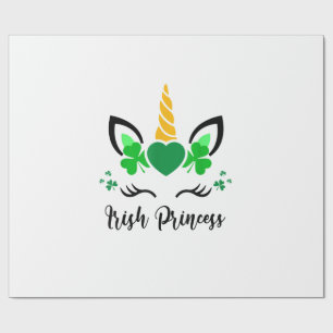 Papier Cadeau Visage de licorne mignonne trèfle princesse irland