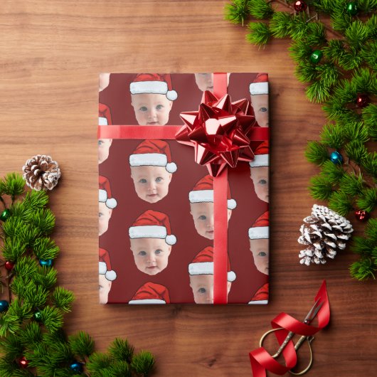 Papier Cadeau Visage de Noël personnalisé (Cadeau de vacances)