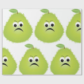 Papier Cadeau Visage de poire floue grincheux Personnage de frui (Plat)