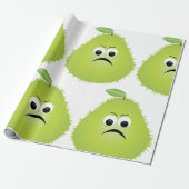 Papier Cadeau Visage de poire floue grincheux Personnage de frui (Déroulé)