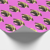 Papier Cadeau Visage de Pug Rose (Coin)