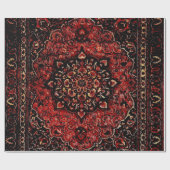 Papier Cadeau Visage de tapis persan en champ teinté rose (Plat)