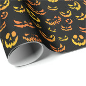 Papier Cadeau Visage du Citrouille Jack-o'-lantern (Coin rond)