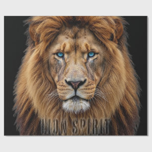 Papier Cadeau Visage majestueux de lion aux yeux bleus Faune A
