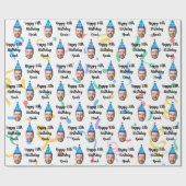 Papier Cadeau Visage personnalisé 20e 30e 40e 50e 60e 70e Annive (Plat)