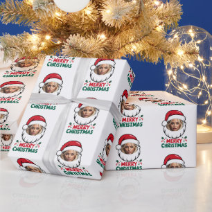 Papier Cadeau Visage personnalisé du Père Noël avec votre photo