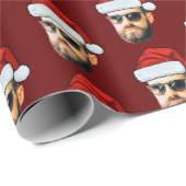 Papier Cadeau Visage personnalisé Santa Hat Cadeau Envelopper de (Coin rond)