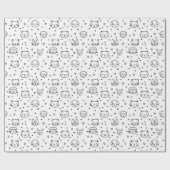 Papier Cadeau Visages d'animaux minimalistes mignons (Plat)
