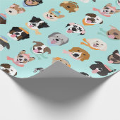 Papier Cadeau Visages de chiens d'hiver (Coin)