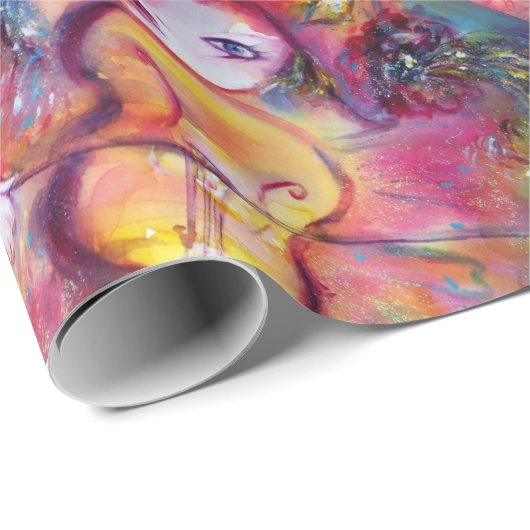 PAPIER CADEAU VISAGES DE MASQUÉRADE VÉNÉTIENNE/ HARLEQUINE ET CO (Coin rond)