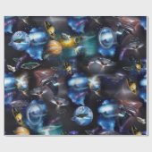 Papier Cadeau visiteurs de la galaxie dans l'espace (Plat)