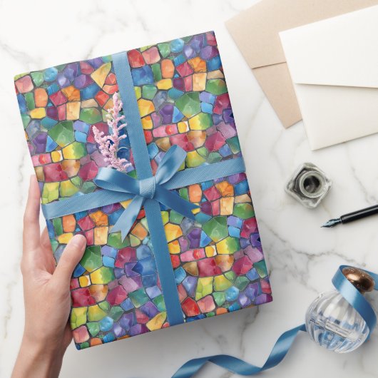 Papier Cadeau Vitrail arc-en-ciel aquarelle (Cadeaux)