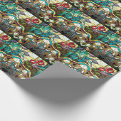 Papier Cadeau Vitrail Art nouveau floral (Coin)