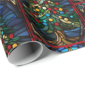 Papier Cadeau Vitrail sapin de Noël Beau (Coin rond)